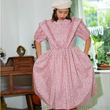 LANMREM Pink floral dress women's summer 2020 new bubble sleeve French ruffles lantern sleeves printing pullover dress WM08711L